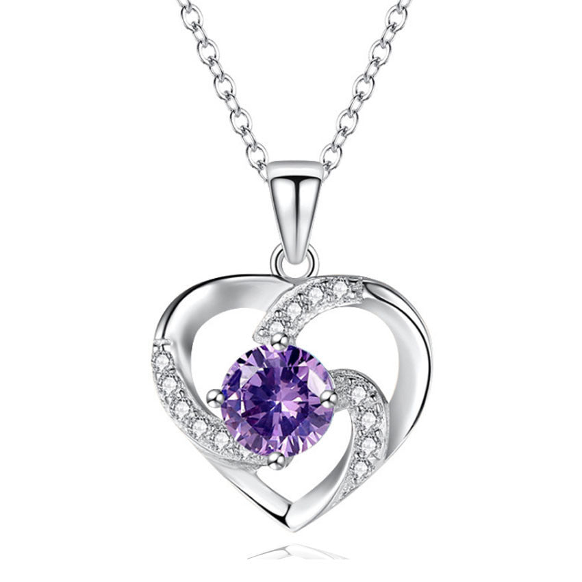 Lady Heart Pendant Plated 925 Silver Necklace Jewelry