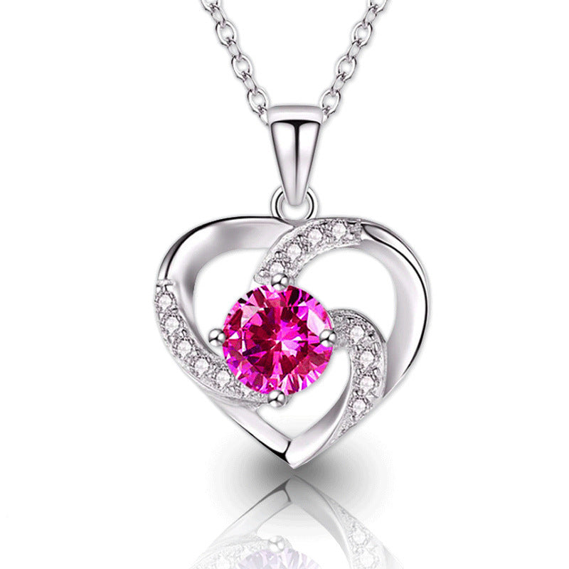 Lady Heart Pendant Plated 925 Silver Necklace Jewelry