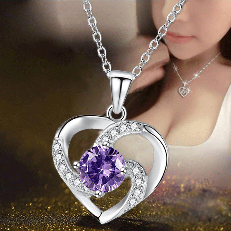 Lady Heart Pendant Plated 925 Silver Necklace Jewelry