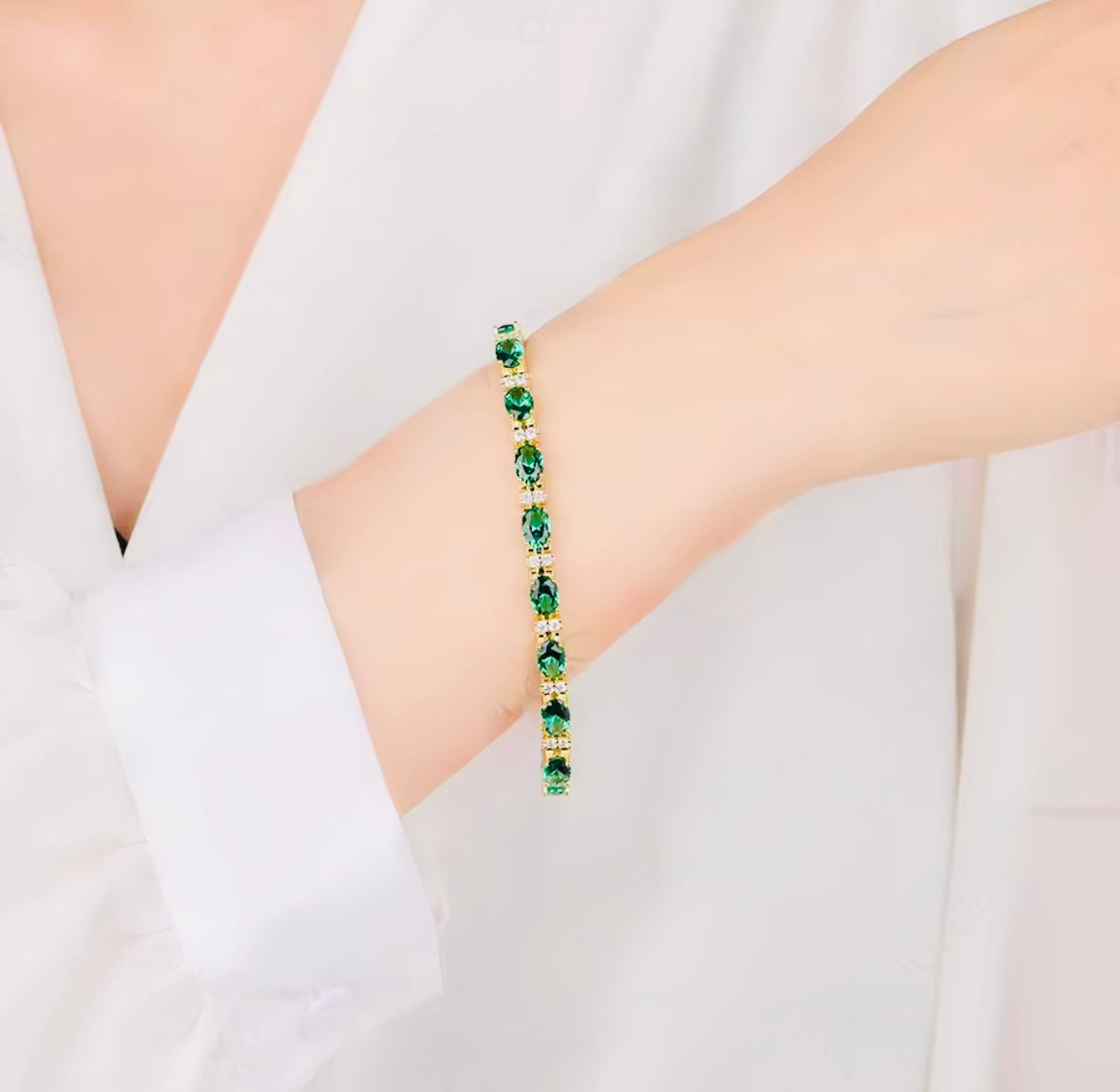 16CTW Lab Grown Diamonds Emerald Bracelets for Women Men 585 14K 10K Adjustable Chains for Engagement Wedding Christmas