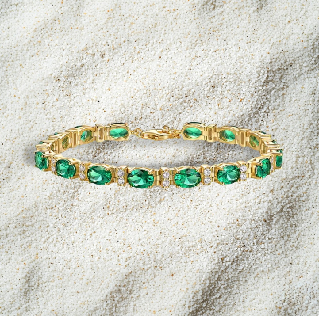 16CTW Lab Grown Diamonds Emerald Bracelets for Women Men 585 14K 10K Adjustable Chains for Engagement Wedding Christmas