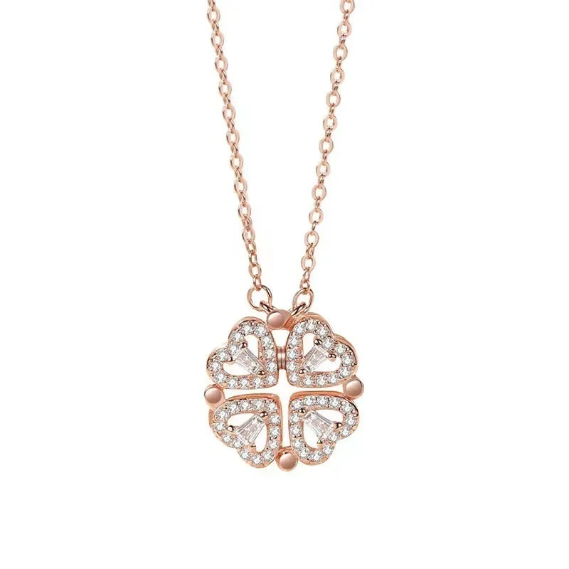 Classic Two Kinds of Wear Fashion Fold Love Heart Pendant Necklace