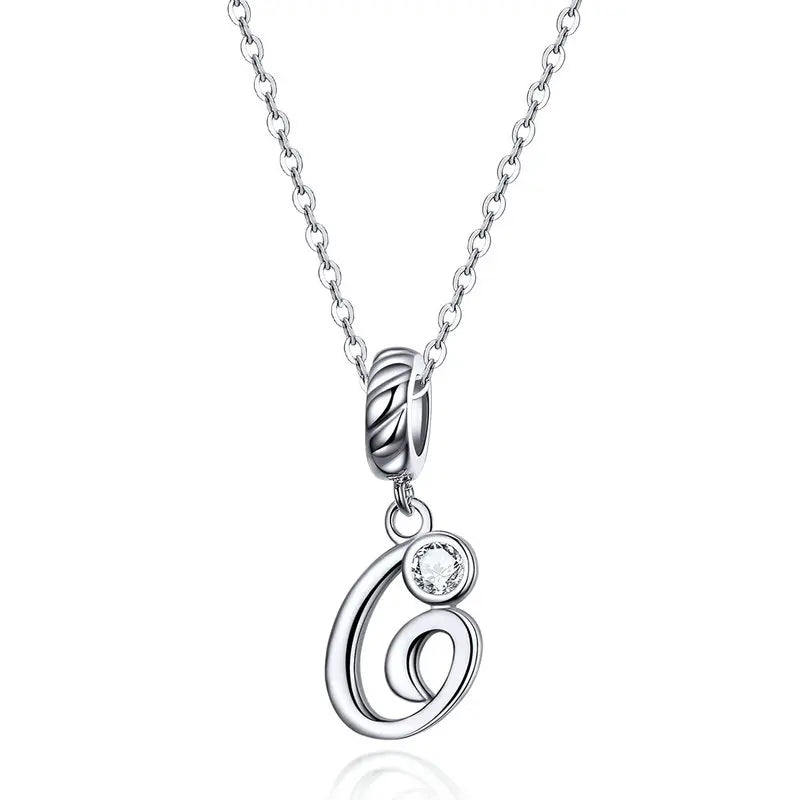 Platinum-Plated Initial Necklace – Vintage A–Z charm in elegant 925 silver.