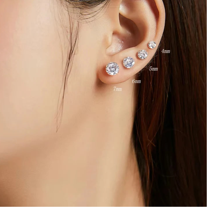 Stud Earrings 925 Sterling Silver