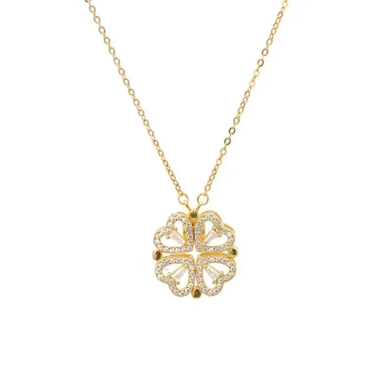 Classic Two Kinds of Wear Fashion Fold Love Heart Pendant Necklace