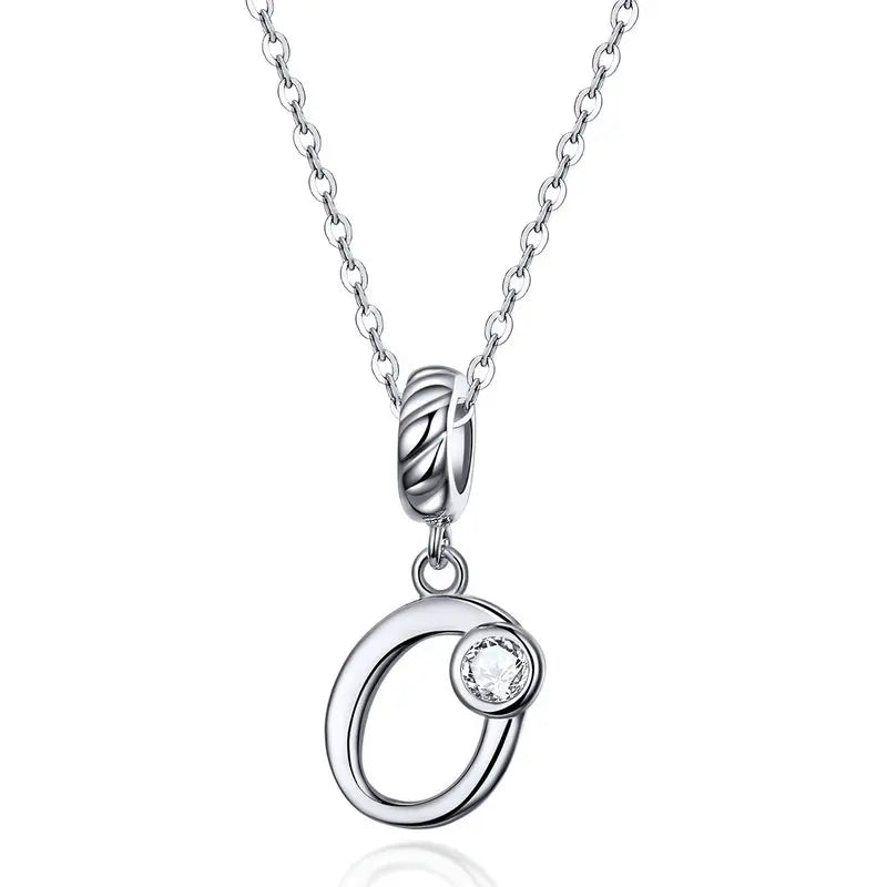 Platinum-Plated Initial Necklace – Vintage A–Z charm in elegant 925 silver.