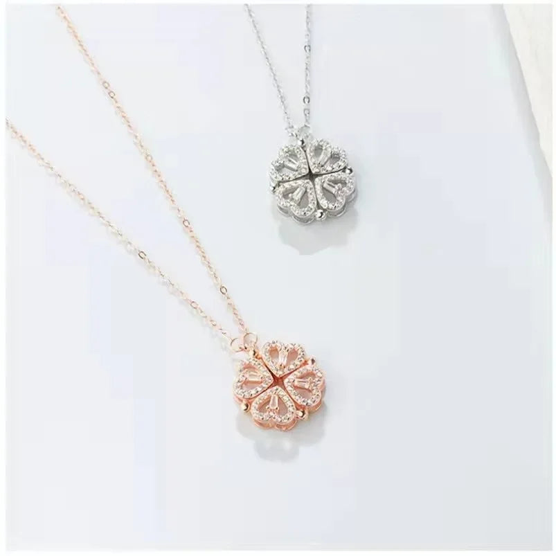 Classic Two Kinds of Wear Fashion Fold Love Heart Pendant Necklace