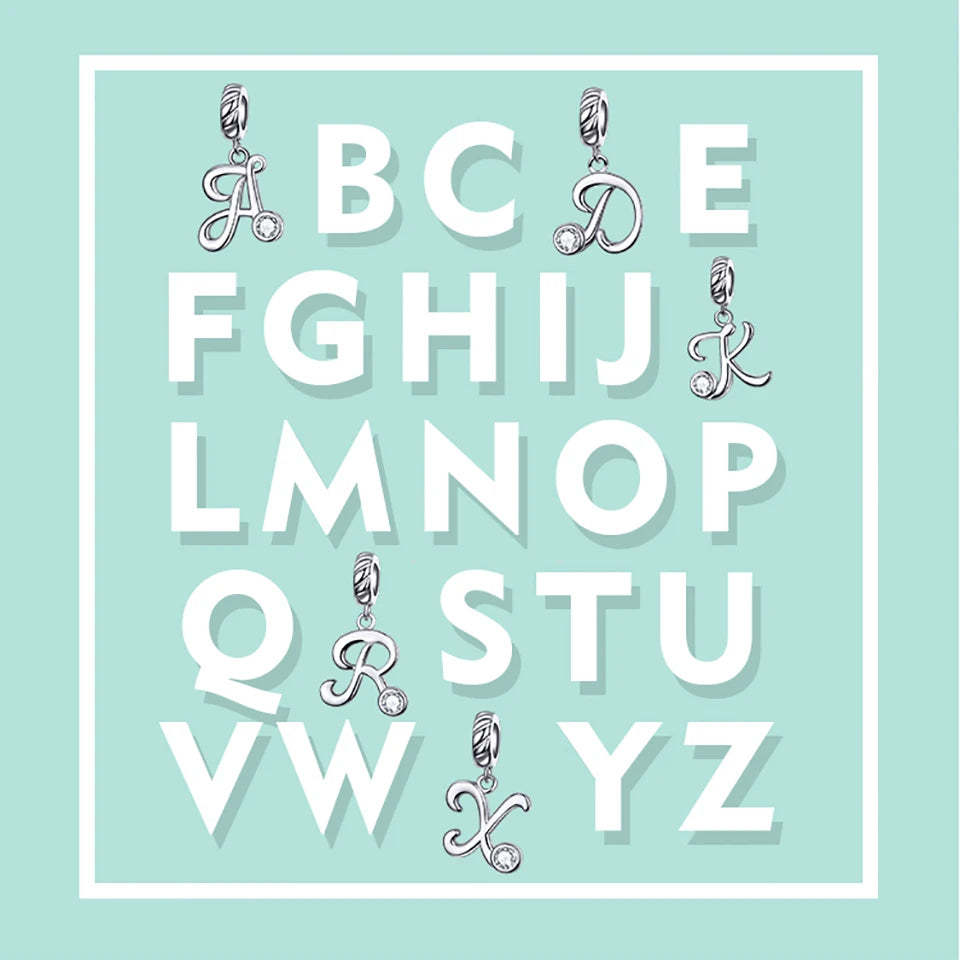 Platinum-Plated Initial Necklace – Vintage A–Z charm in elegant 925 silver.