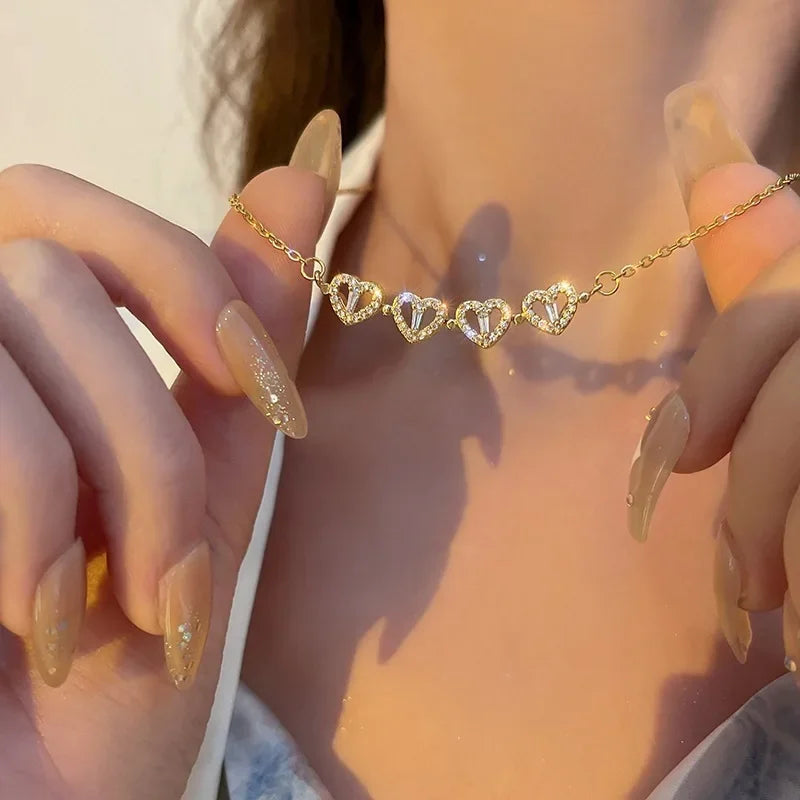 Classic Two Kinds of Wear Fashion Fold Love Heart Pendant Necklace