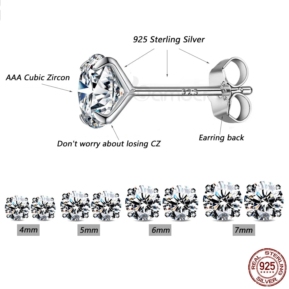 Stud Earrings 925 Sterling Silver
