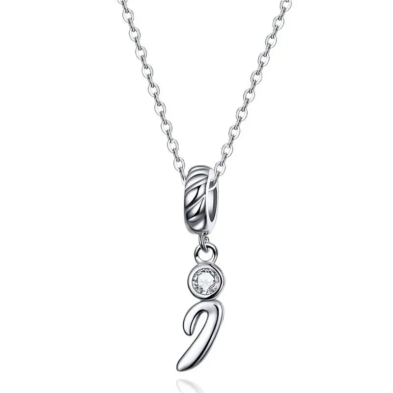 Platinum-Plated Initial Necklace – Vintage A–Z charm in elegant 925 silver.