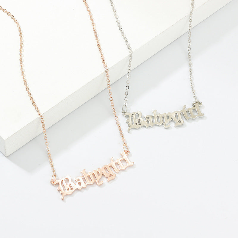 Fashion Old English Letter Babygirl Pendant Necklaces For Women Girls